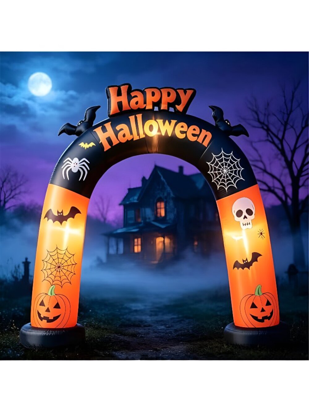 8FT Long Halloween Inflatable Archway, Happy Halloween Blow Up Arch with